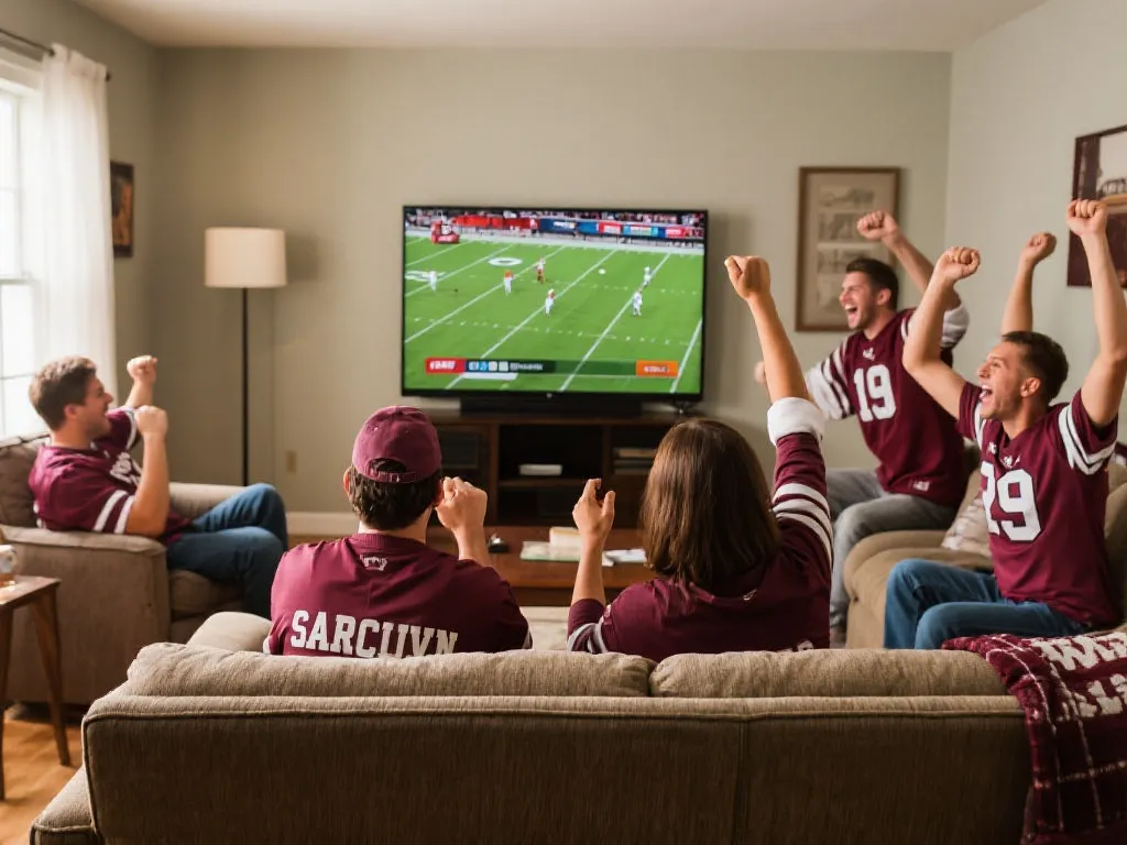 球迷在家观看南卡州足球直播